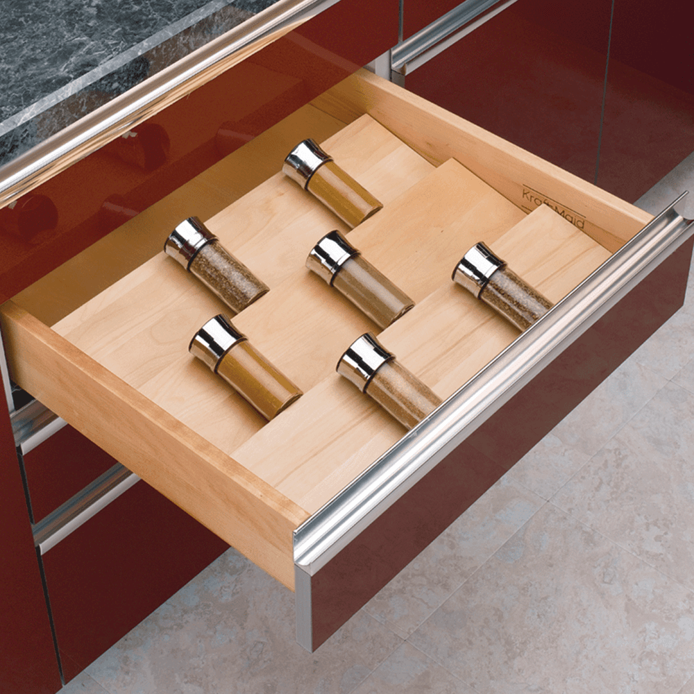 16" 3-Tier Wood Spice Drawer Insert, Maple - Alt Image 2