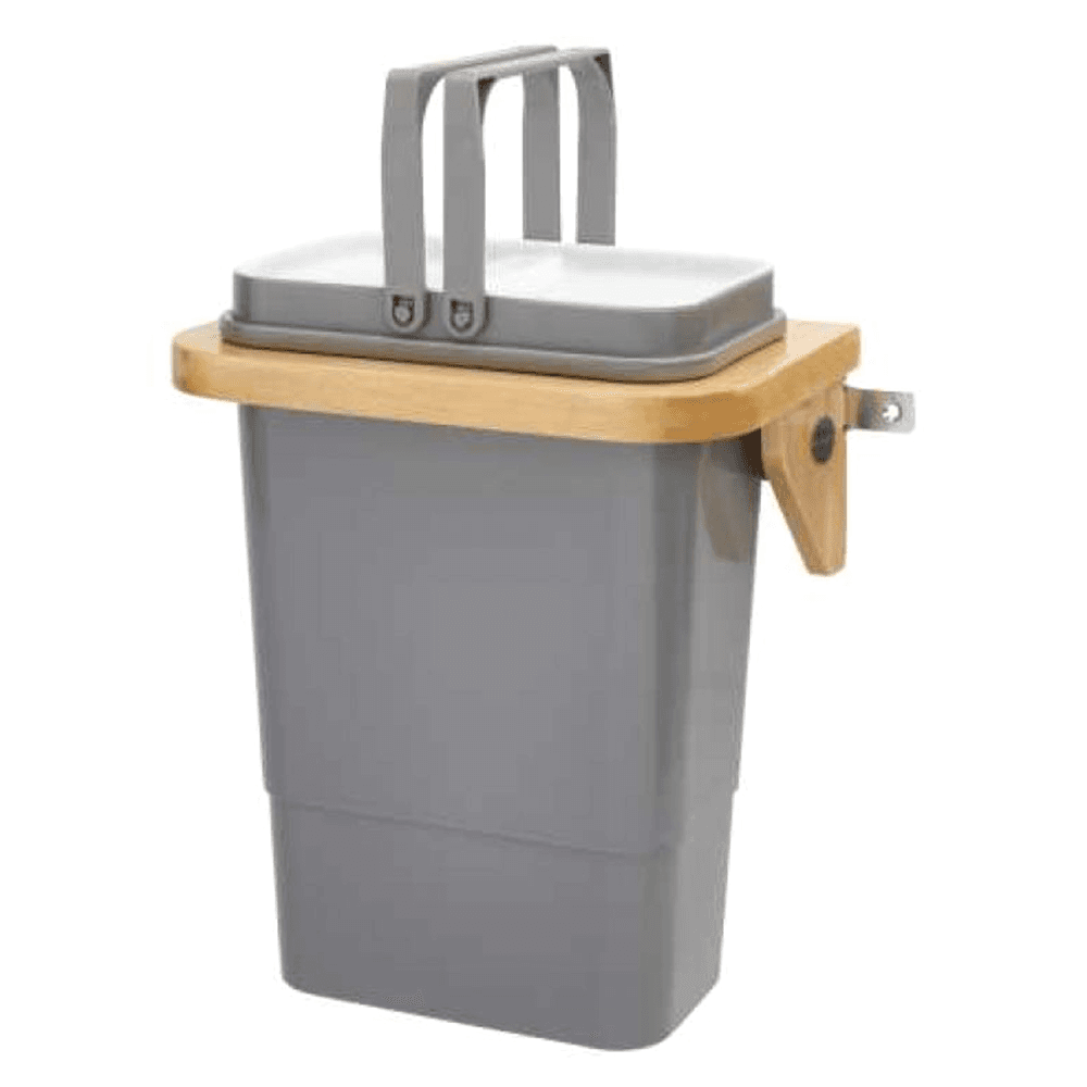 8 QT Single Vanity Door-Mount Waste Container for 12" Cabinet Opening, Metallic Silver - Main Image