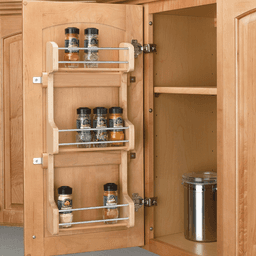 15-5/8" 3-Tier Wood Door-Mount Spice Rack, Chrome Rails - Alt Image 1