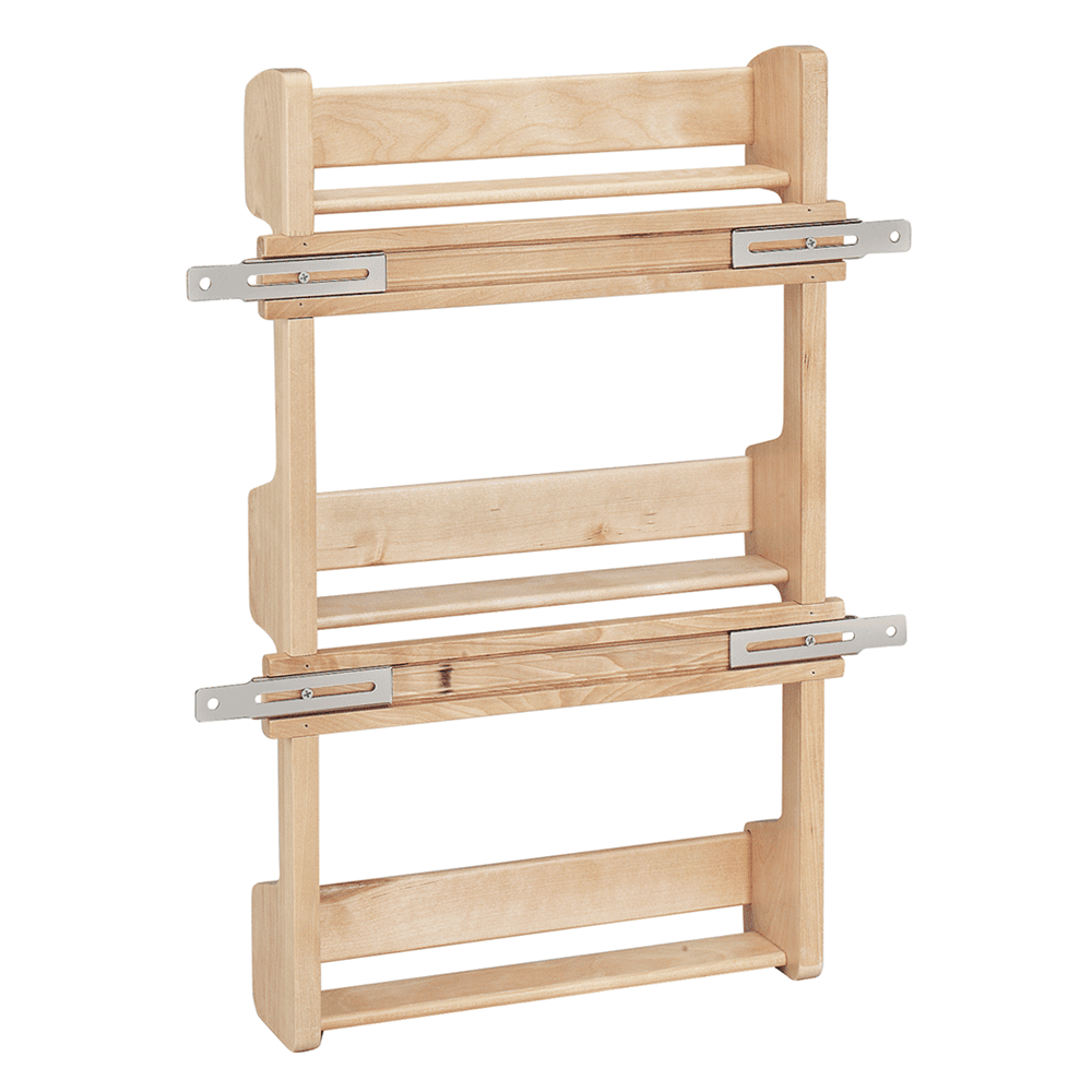 15-5/8" 3-Tier Wood Door-Mount Spice Rack, Chrome Rails - Main Image