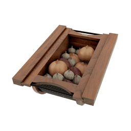 Product Basket Pullout, Walnut with Matte Black Accents - With Produce