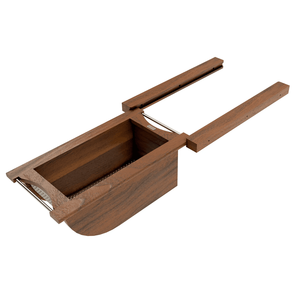 Product Basket Pullout, Walnut with Stainless Steel Accents - Extended
