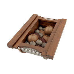 Product Basket Pullout, Walnut with Stainless Steel Accents - With Produce