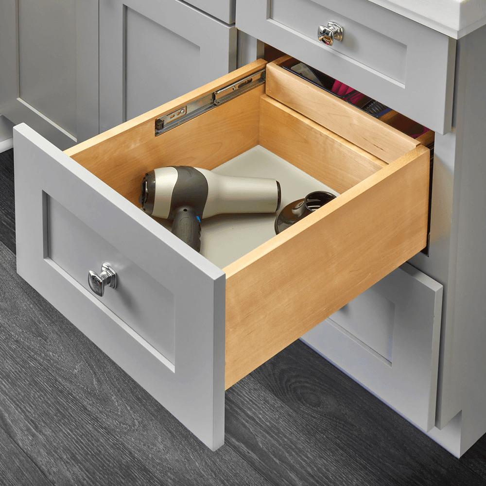 12" Vanity Half Tiered Drawer with BLUMOTION Soft-Closing for Face Frame Cabinets, Maple - Alt Image 3