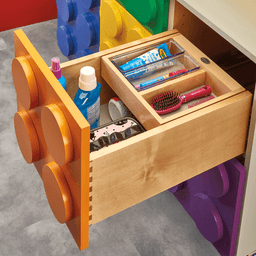 16-1/2" Vanity Half Tiered Drawer with BLUMOTION Soft-Closing for Frameless Cabinets, Maple - Alt Image 1