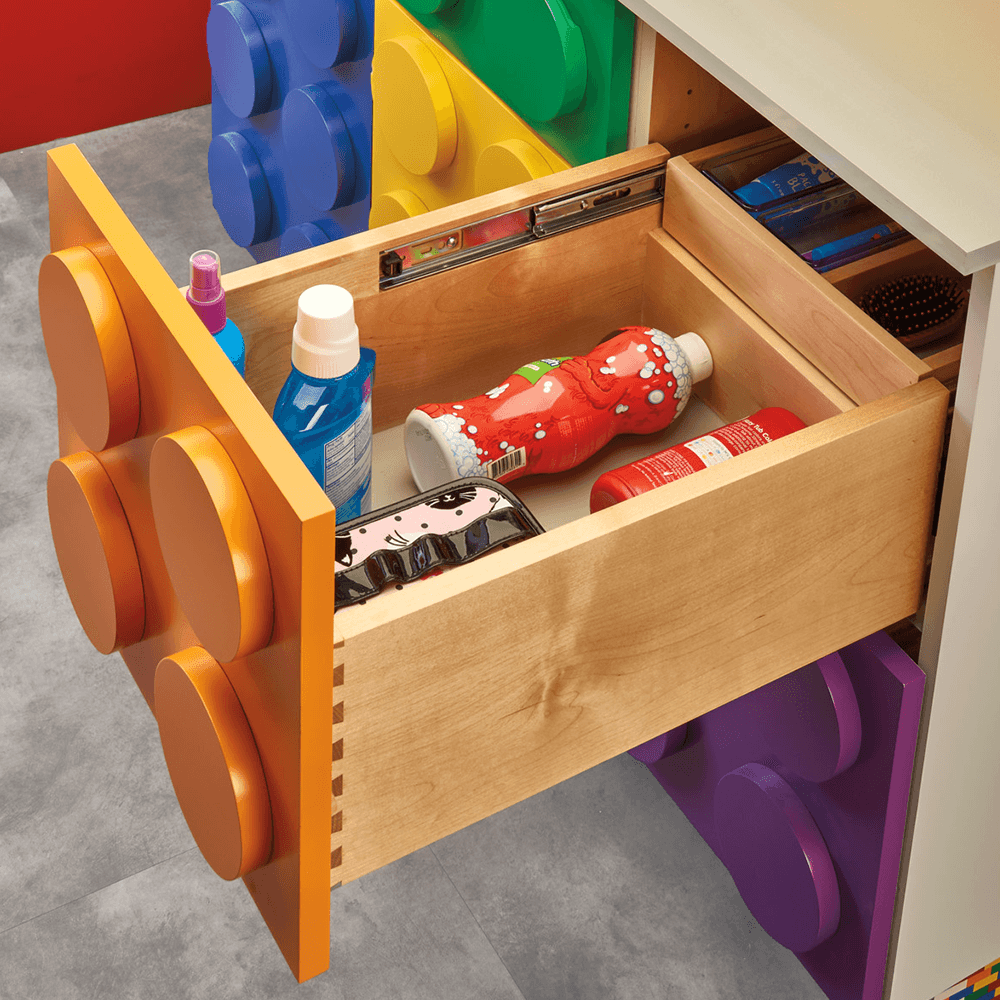 16-1/2" Vanity Half Tiered Drawer with BLUMOTION Soft-Closing for Frameless Cabinets, Maple - Alt Image 2