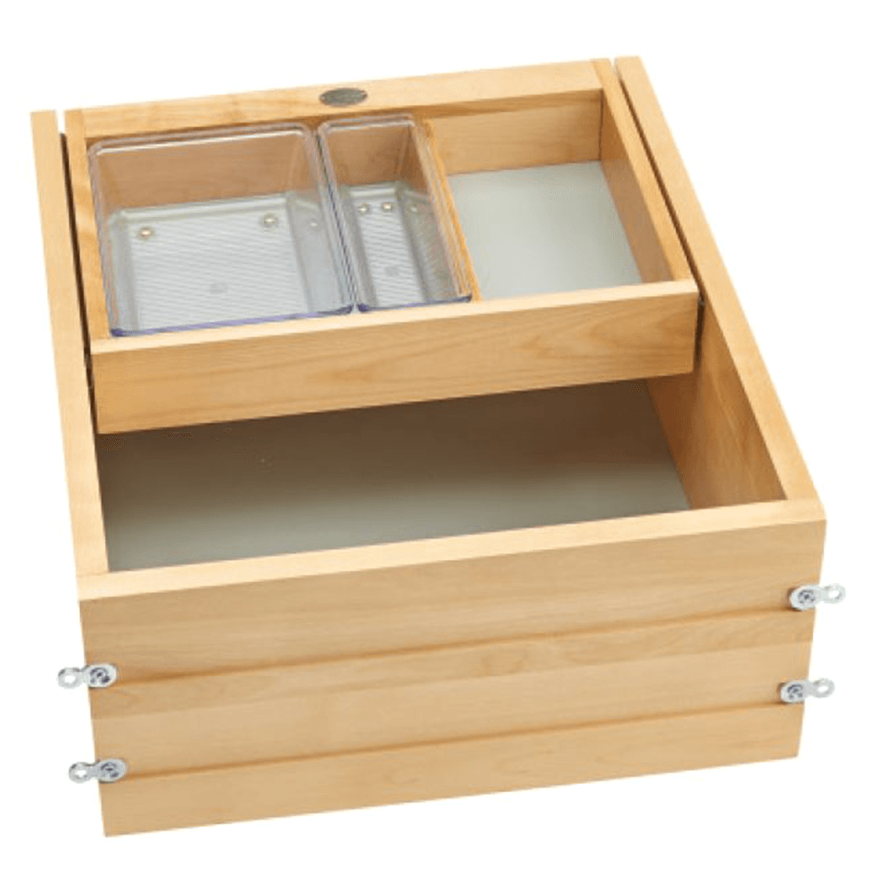 16-1/2" Vanity Half Tiered Drawer with BLUMOTION Soft-Closing for Frameless Cabinets, Maple - Main Image
