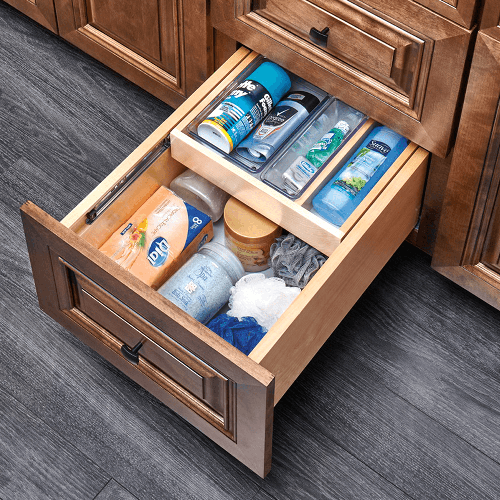 12" Vanity Tiered Drawer with BLUMOTION Soft-Closing for Face Frame Cabinets, Maple - Alt Image 1