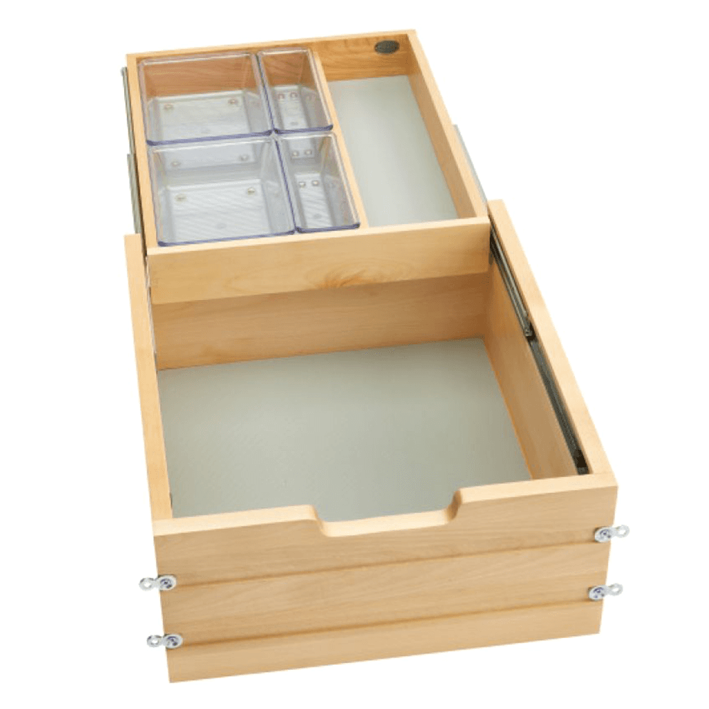 16-1/2" Vanity Tiered Drawer with BLUMOTION Soft-Closing for Frameless Cabinets, Maple - Main Image