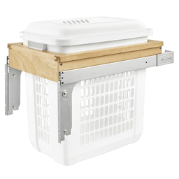 15" Wide Pull-Out Wood Hamper in White Finish by Rev-A-Shelf