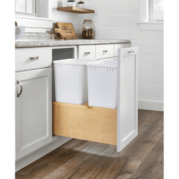 4VLWCSC Series Double 50 QT Bin Bottom Mount Waste Containers for 18" Cabinet, White Alt 1 - Image