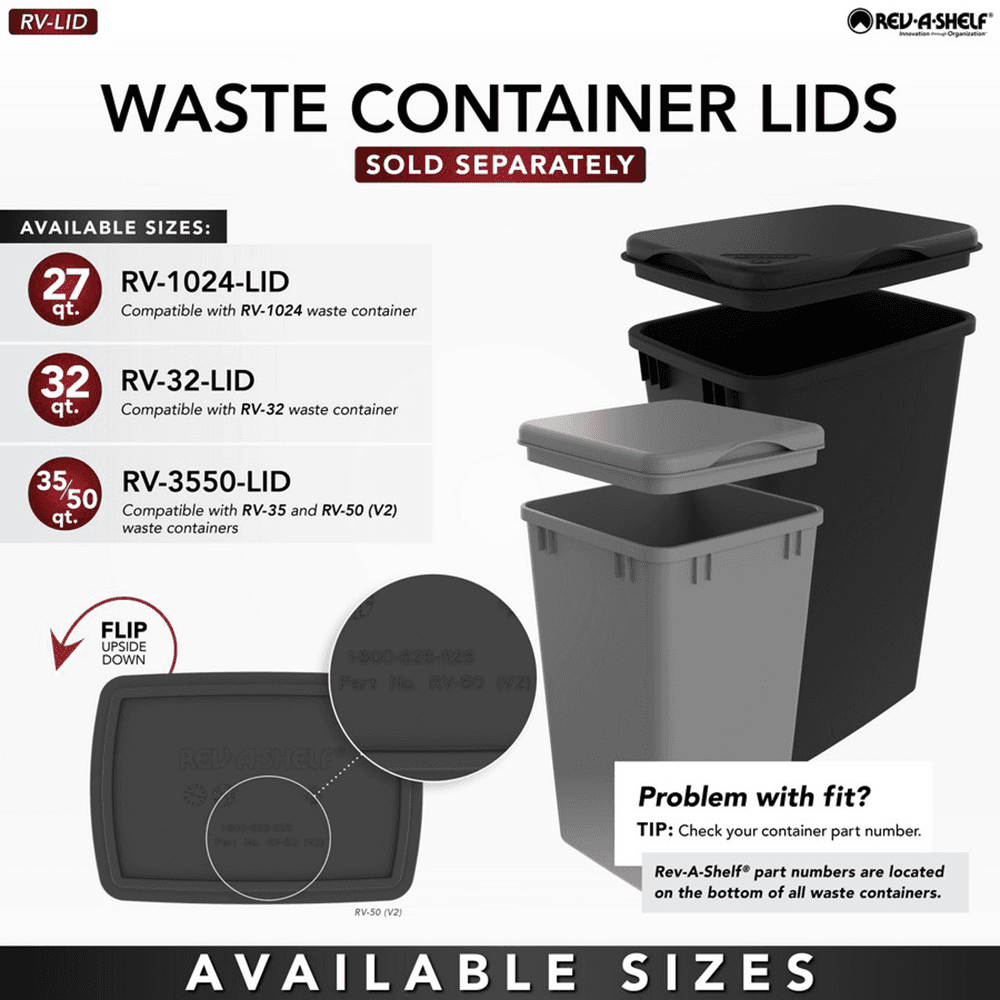 4VLWCSC Series Double 50 QT Bin Bottom Mount Waste Containers for 18" Cabinet, White Alt 8 - Image