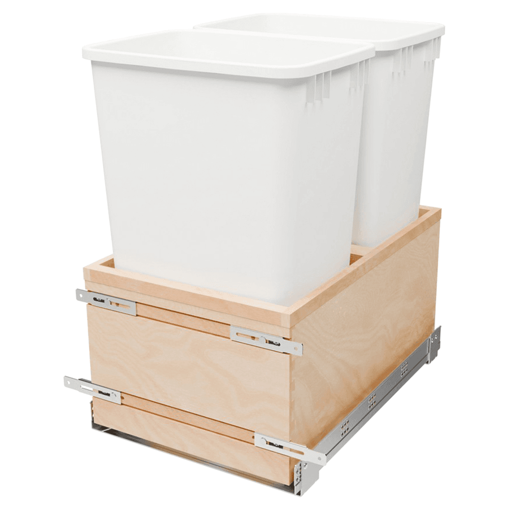 4VLWCSC Series Double 50 QT Bin Bottom Mount Waste Containers for 18" Cabinet, White Main - Image