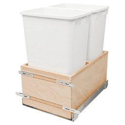 4VLWCSC Series Double 50 QT Bin Bottom Mount Waste Containers for 18" Cabinet, White Main - Image