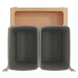 Double 32 QT Bottom Mount Waste Container Pullout with Rev-A-Motion for 20-31/32" Cabinet Opening, Clear Polyurethane Alt 6 - Image