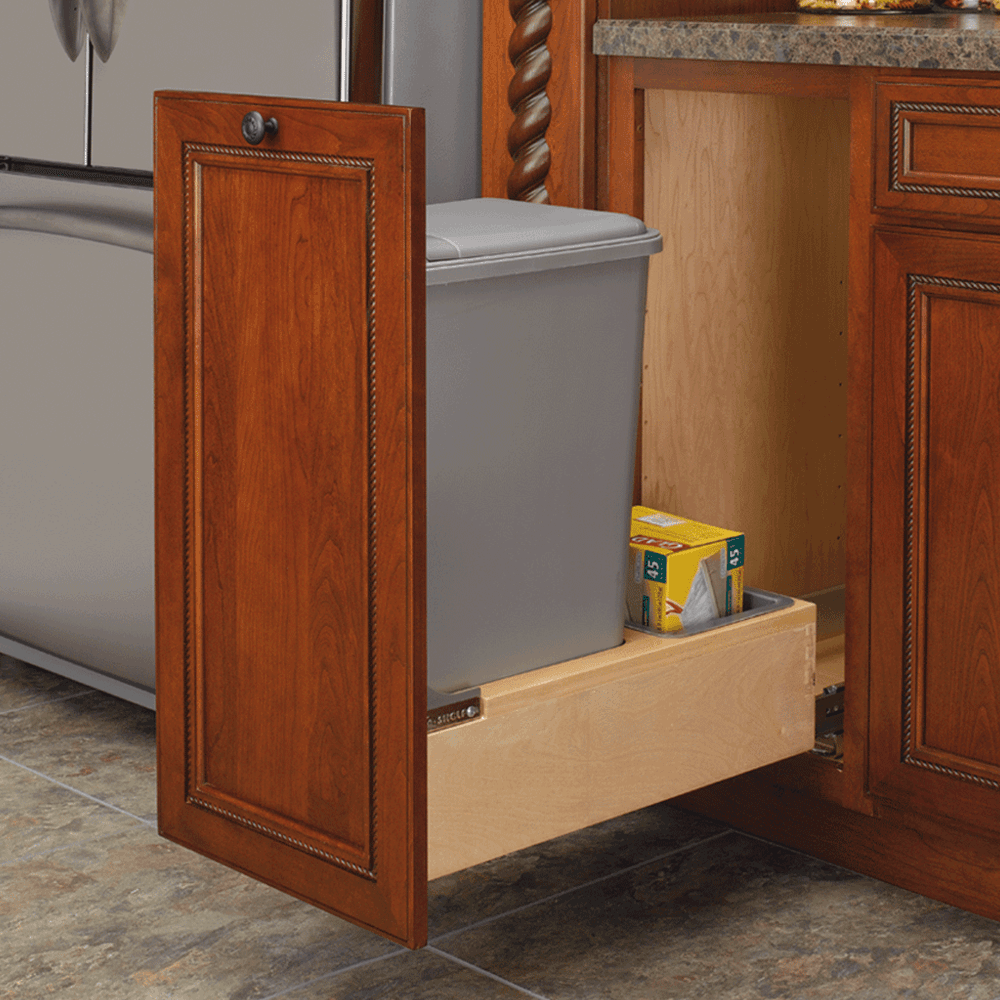 Single 50 QT Bottom-Mount Wood Waste Container Pullout, Rev-A-Motion - Alt Image 1