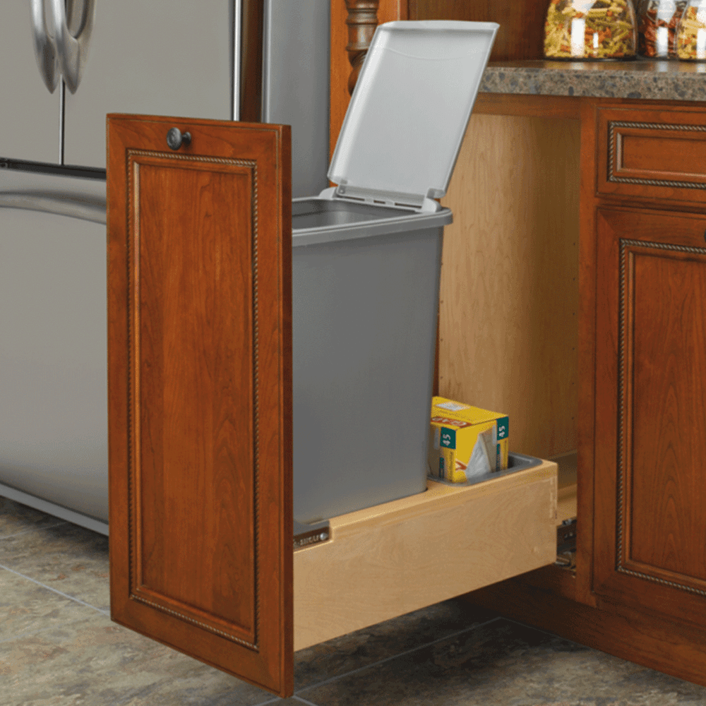 Single 50 QT Bottom-Mount Wood Waste Container Pullout, Rev-A-Motion - Alt Image 2