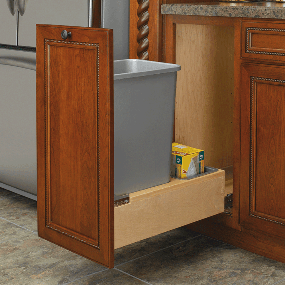 Single 50 QT Bottom-Mount Wood Waste Container Pullout, Rev-A-Motion - Alt Image 3