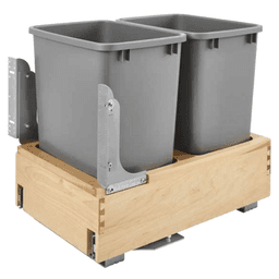 Double 35 QT Bottom-Mount Waste Container Pullout with Rev-A-Motion for 16" Cabinet Opening, Silver - Main Image