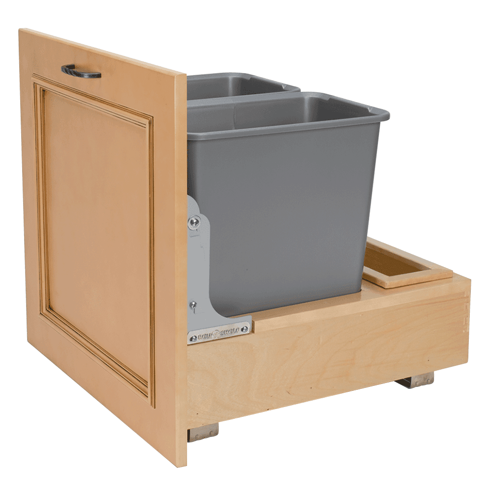Double 30 QT Bottom-Mount Waste Container Pullout with Rev-A-Motion, Silver - Main Image