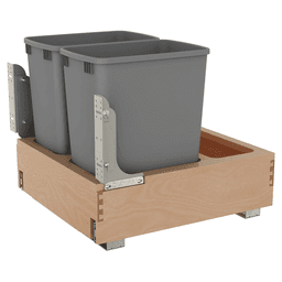 Double 32 QT Bottom Mount Waste Container Pullout with Rev-A-Motion, Soft-Closing, Clear Polyurethane Alt 2 - Image