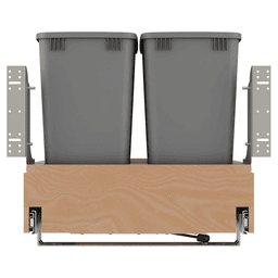 Double 32 QT Bottom Mount Waste Container Pullout with Rev-A-Motion, Soft-Closing, Clear Polyurethane Alt 3 - Image