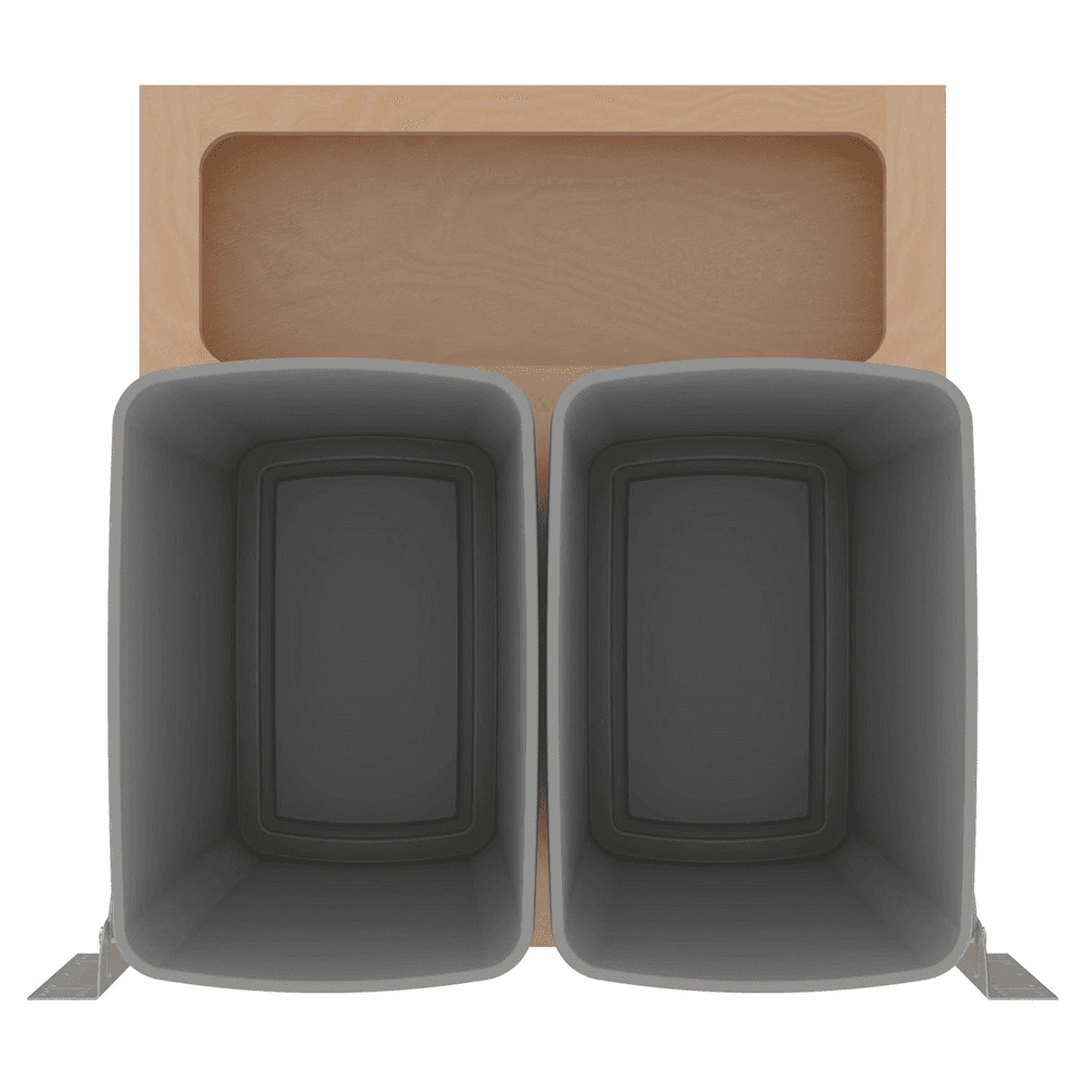 Double 32 QT Bottom Mount Waste Container Pullout with Rev-A-Motion, Soft-Closing, Clear Polyurethane Alt 4 - Image