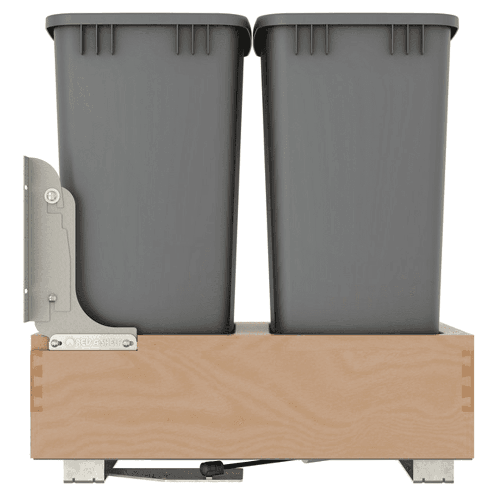 4WCBM Series Double 50 QT Bin Bottom Mount Waste Containers for 18" Cabinet, Silver Alt 2 - Image