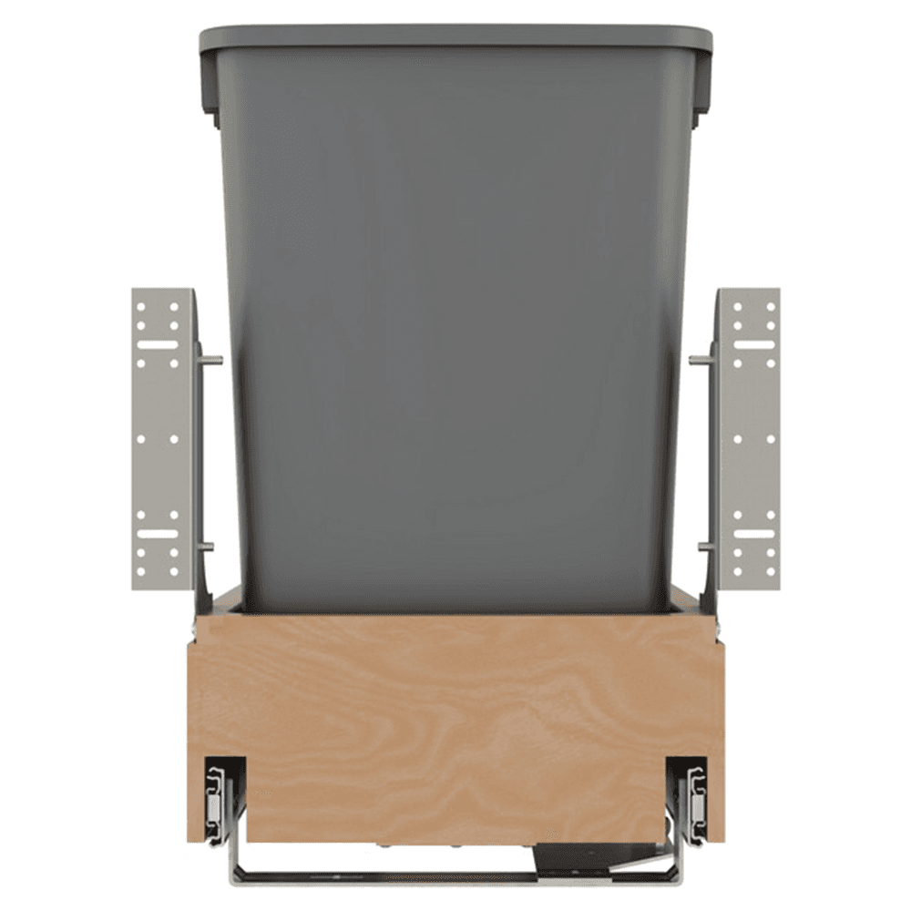4WCBM Series Double 50 QT Bin Bottom Mount Waste Containers for 18" Cabinet, Silver Alt 5 - Image
