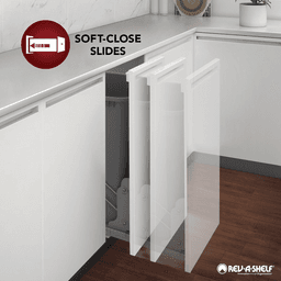 4WCBM Series Double 50 QT Bin Bottom Mount Waste Containers for 18" Cabinet, Silver Alt 9 - Image