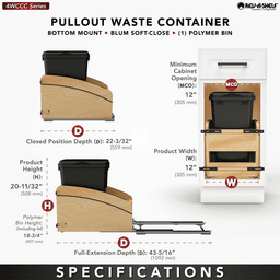 Single 35 Qt. Craftsman Collection Bottom Mount Pullout Waste Container, Black Alt 6 - Image