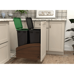 4WCCC Series Double 50 QT Bin Bottom Mount Waste Containers for 18" Cabinet, Black Alt 2 - Image
