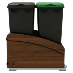 4WCCC Series Double 50 QT Bin Bottom Mount Waste Containers for 18" Cabinet, Black Alt 4 - Image