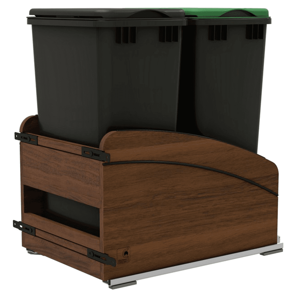 4WCCC Series Double 50 QT Bin Bottom Mount Waste Containers for 18" Cabinet, Black Main - Image