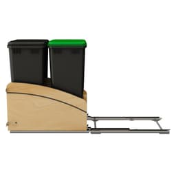 Double 50 Qt. Craftsman Collection Bottom Mount Pullout Waste Container, Black - Side - Extended