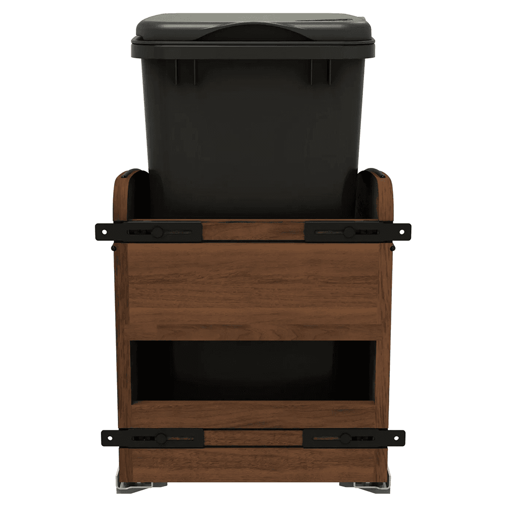 4WCCC Series Single 35 QT Bin Bottom Mount Waste Containers for 15" Cabinet, Black Alt 2 - Image