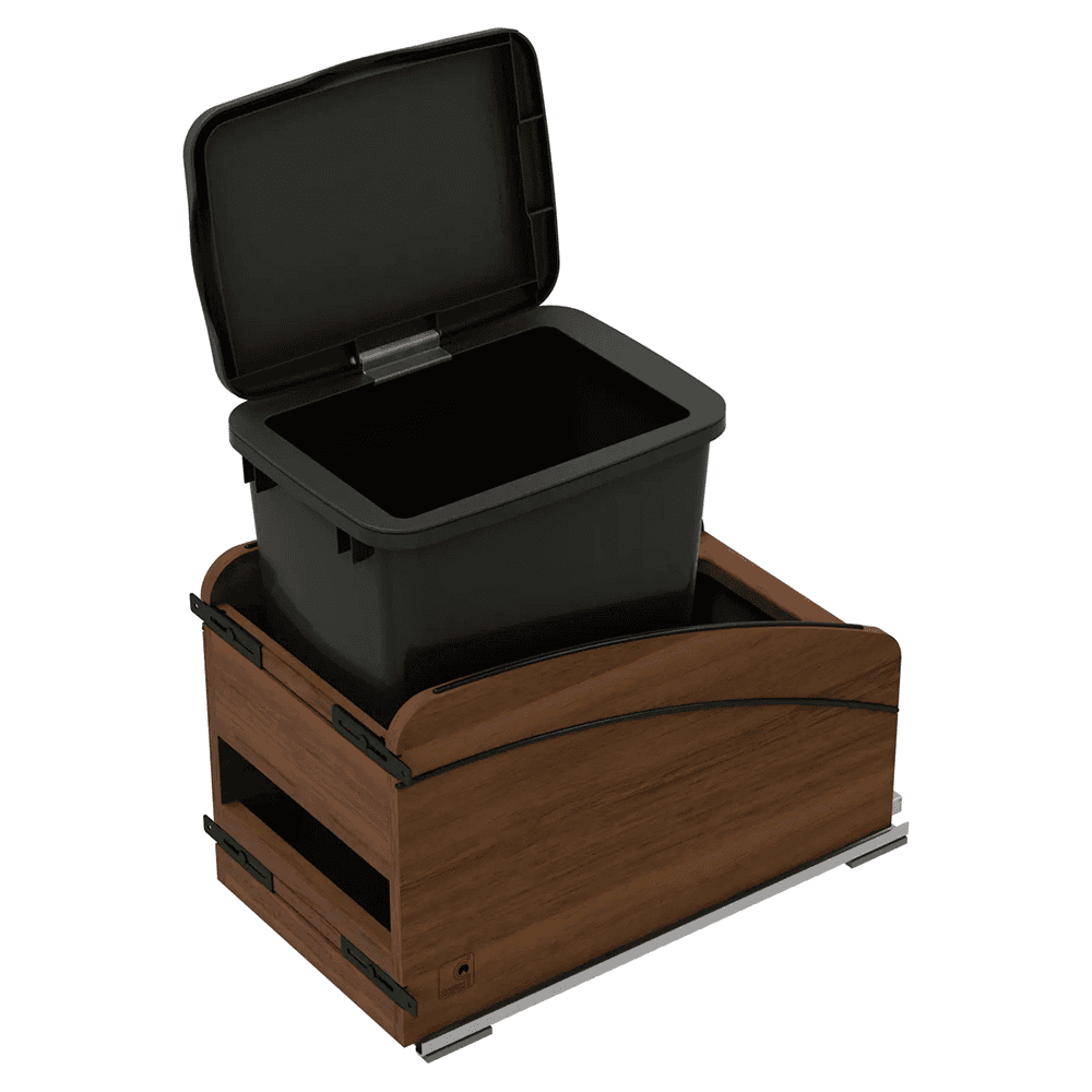 4WCCC Series Single 35 QT Bin Bottom Mount Waste Containers for 15" Cabinet, Black Alt 4 - Image