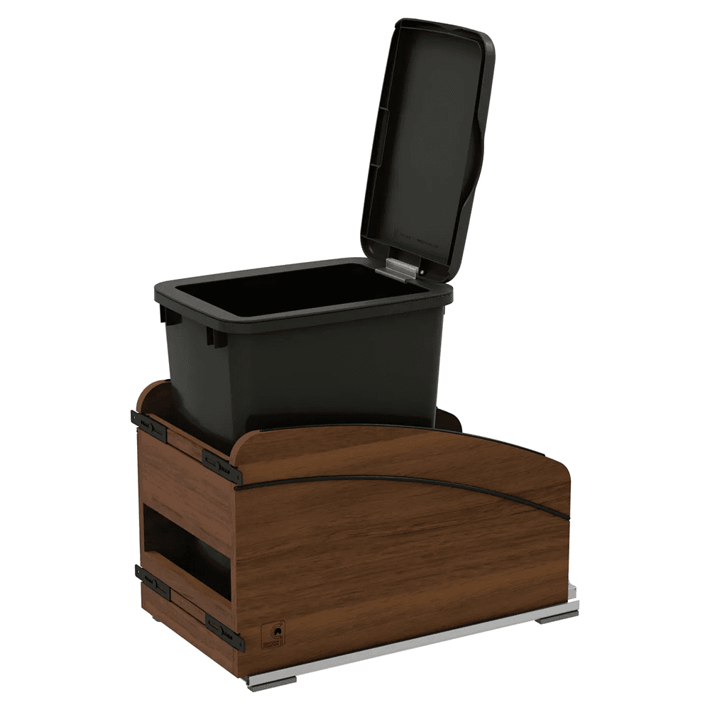 4WCCC Series Single 35 QT Bin Bottom Mount Waste Containers for 15" Cabinet, Black Alt 5 - Image