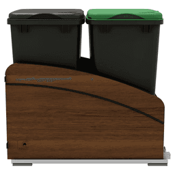 4WCCC Series Double 35 QT Bin Bottom Mount Waste Containers for 18" Cabinet, Black Alt 1 - Image