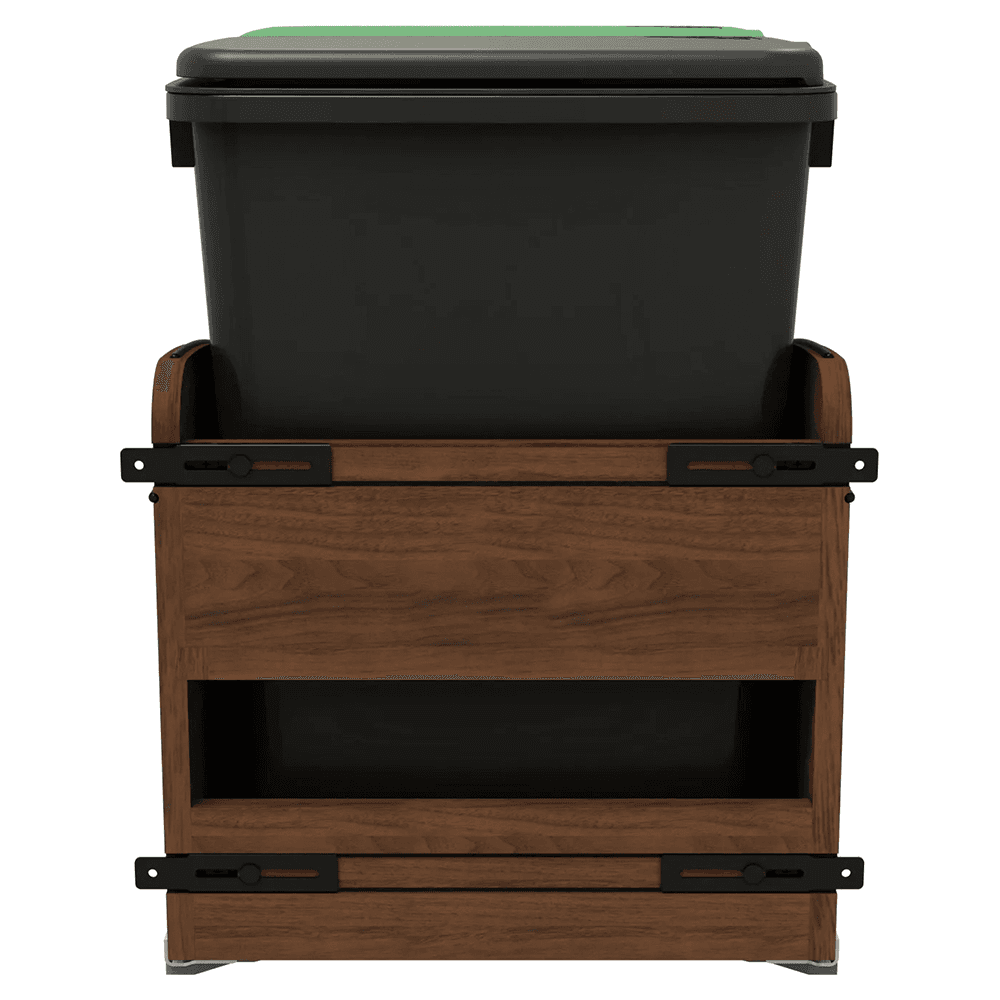 4WCCC Series Double 35 QT Bin Bottom Mount Waste Containers for 18" Cabinet, Black Alt 2 - Image