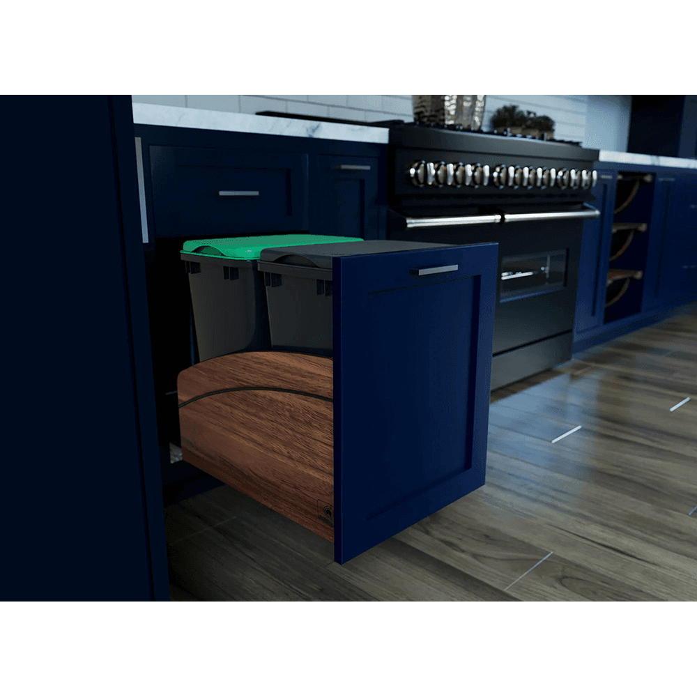 4WCCC Series Double 35 QT Bin Bottom Mount Waste Containers for 18" Cabinet, Black Alt 4 - Image