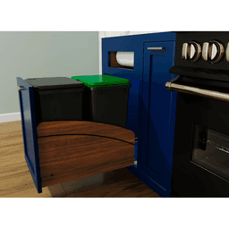 4WCCC Series Double 35 QT Bin Bottom Mount Waste Containers for 18" Cabinet, Black Alt 5 - Image