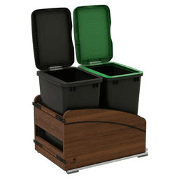 4WCCC Series Double 35 QT Bin Bottom Mount Waste Containers for 18" Cabinet, Black Alt 6 - Image