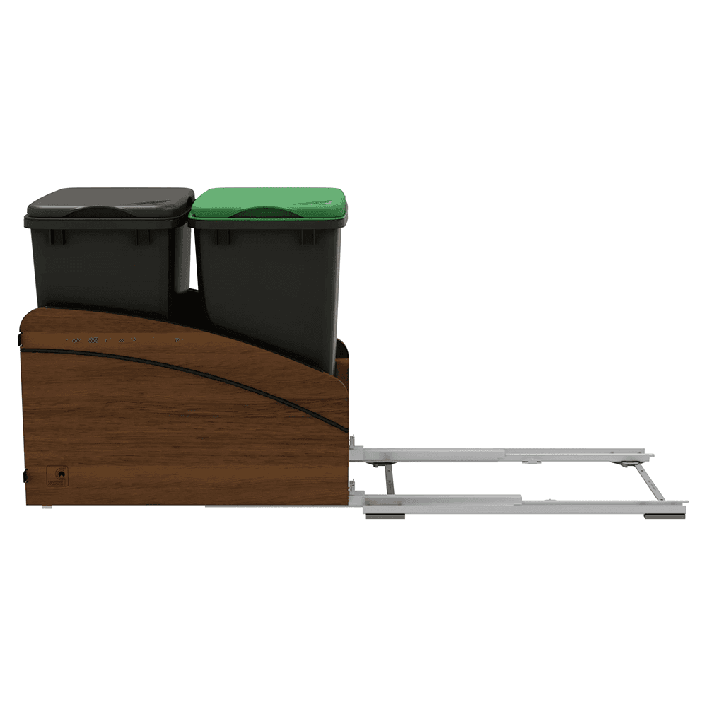 4WCCC Series Double 35 QT Bin Bottom Mount Waste Containers for 18" Cabinet, Black Alt 8 - Image
