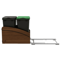 4WCCC Series Double 35 QT Bin Bottom Mount Waste Containers for 18" Cabinet, Black Alt 8 - Image