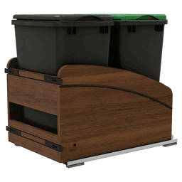 4WCCC Series Double 35 QT Bin Bottom Mount Waste Containers for 18" Cabinet, Black Main - Image