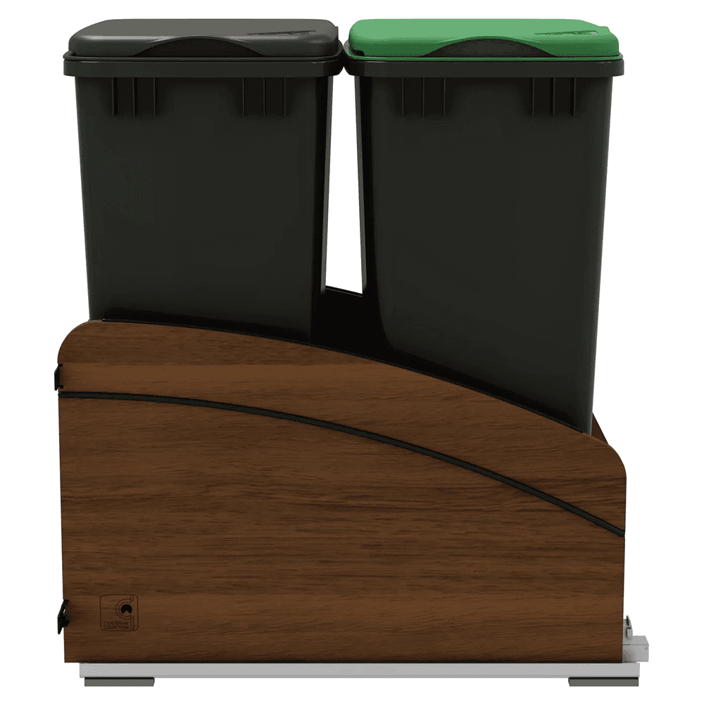 4WCCC Series Double 50 QT Bin Bottom Mount Waste Containers for 18" Cabinet, Black Alt 1 - Image