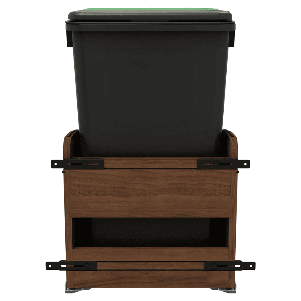 4WCCC Series Double 50 QT Bin Bottom Mount Waste Containers for 18" Cabinet, Black Alt 2 - Image