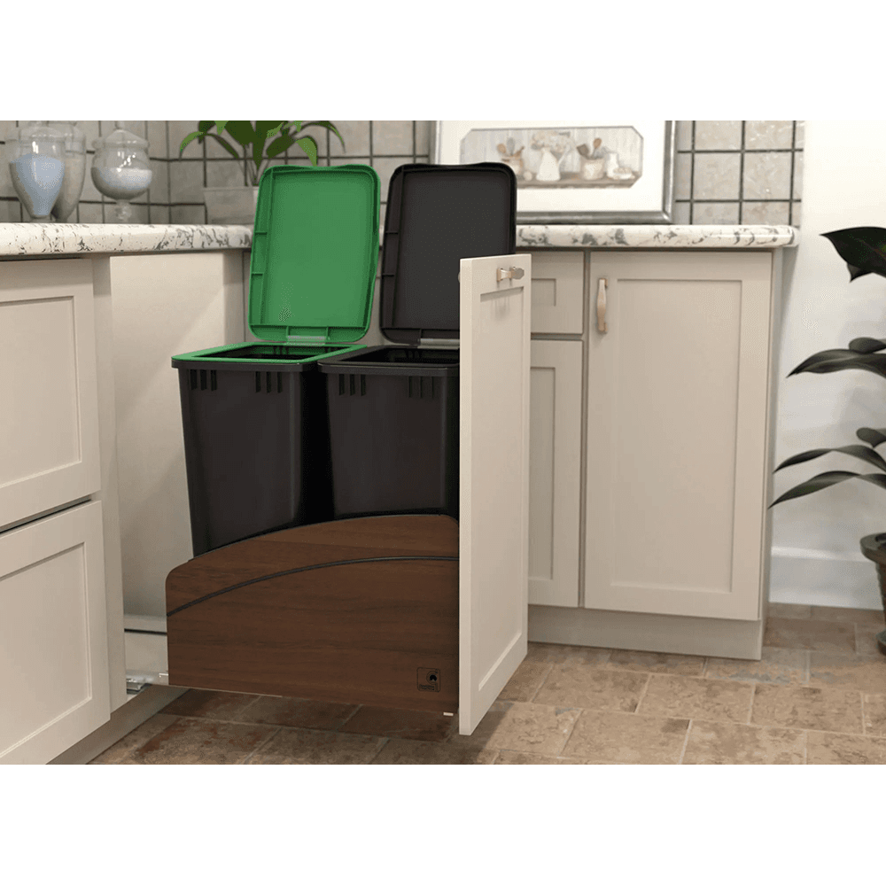 4WCCC Series Double 50 QT Bin Bottom Mount Waste Containers for 18" Cabinet, Black Alt 4 - Image