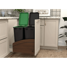 4WCCC Series Double 50 QT Bin Bottom Mount Waste Containers for 18" Cabinet, Black Alt 4 - Image